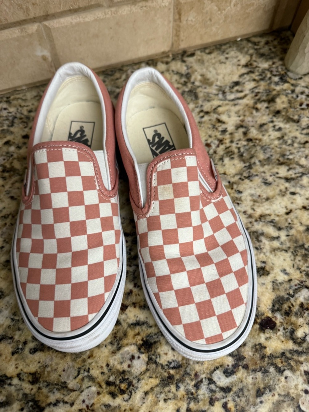 Vans Kids Checkerboard Slip-On Sneakers - Pink and White